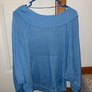 We The Free Blue Off-the-Shoulder Sweater Relaxed Knit
